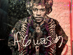 Jimi Hendrix image created by guitar picks
