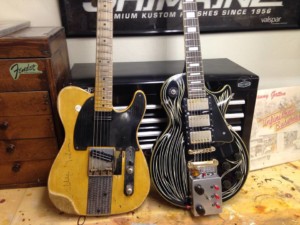 Replicas of Danny Gatton's Les Paul and his 1953 Telecaster by Luthier Carson Hess