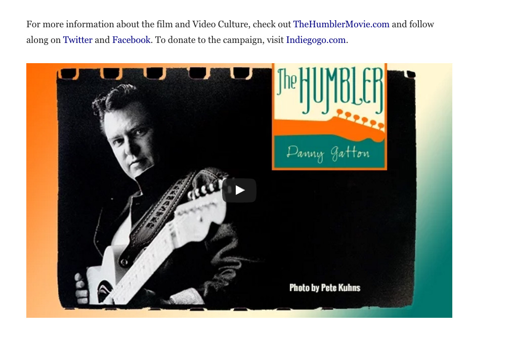 The Humbler -Danny Gatton feature documentary Icon